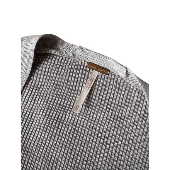 Free People Making Waves Cardigan Sweater size XS Gray Midi Linen Cotton - Picture 4 of 12